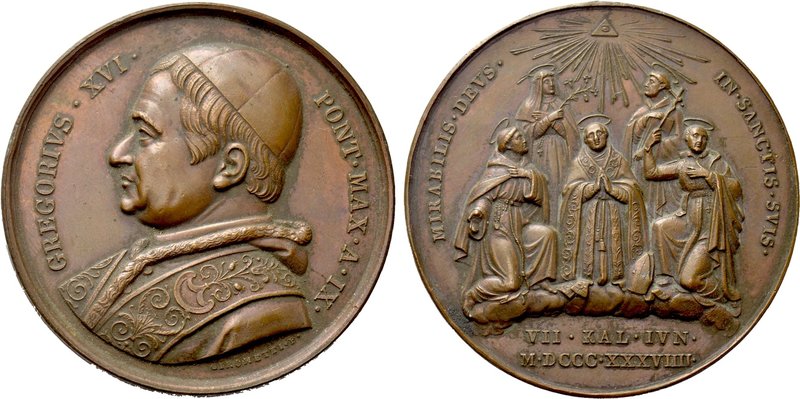 ITALY. Papal. Gregory XVI (1831-1846). Bronze Medal (Year 9 - 1839). By Giromett...