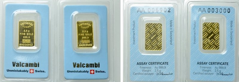 2 GOLD bars (2.5 gr. 999.9). 

Obv: .
Rev: .

. 

Condition: See picture....