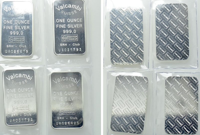 4 Silver bars (1 ounce, 999.0).

Obv: .
Rev: .

.

Condition: See picture...
