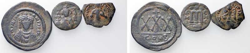 3 Arabo-Byzantine and Byzantine Coins. 

Obv: .
Rev: .

. 

Condition: Se...