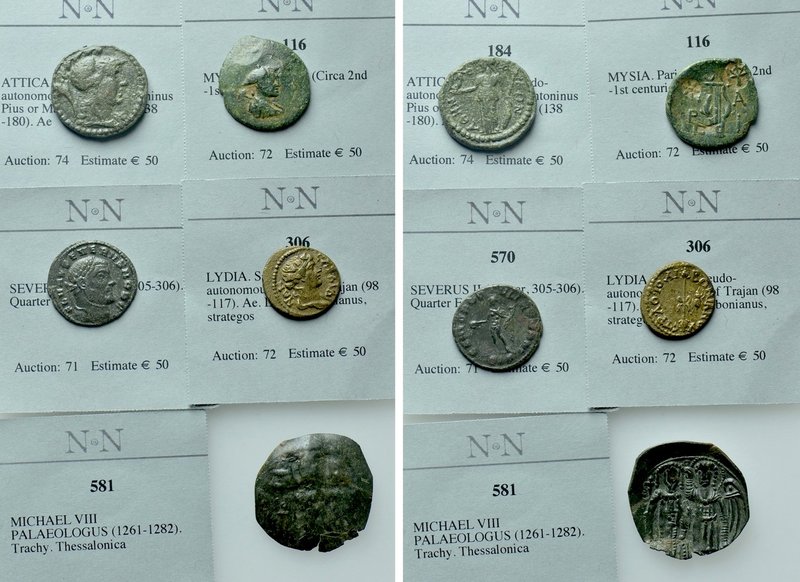 5 Ancient Coins. 

Obv: .
Rev: .

. 

Condition: See picture.

Weight: ...