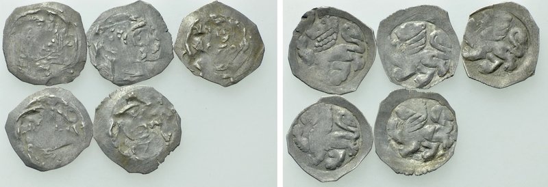 5 German Medieval Coins. 

Obv: .
Rev: .

. 

Condition: See picture.

...