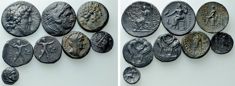 8 Greek Coins; Including Staters and Tetradarchms. 

Obv: .
Rev: .

. 

C...