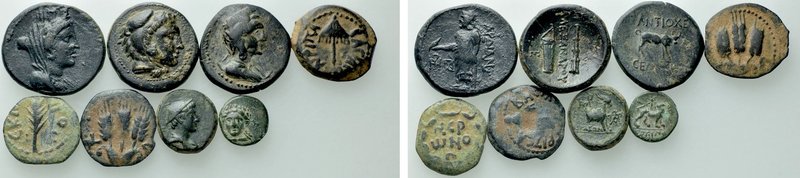 8 Greek Coins. 

Obv: .
Rev: .

. 

Condition: See picture.

Weight: g....