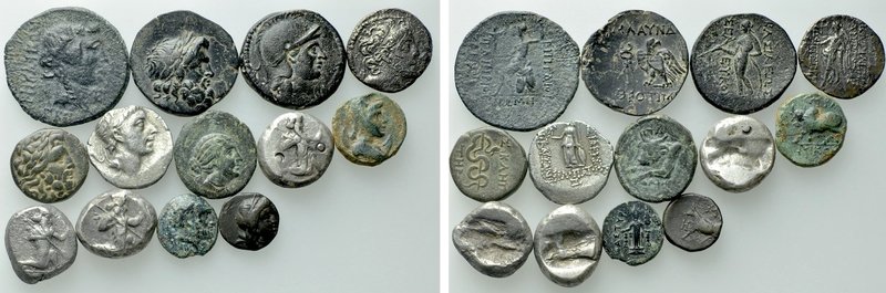 13 Greek Coins. 

Obv: .
Rev: .

. 

Condition: See picture.

Weight: g...