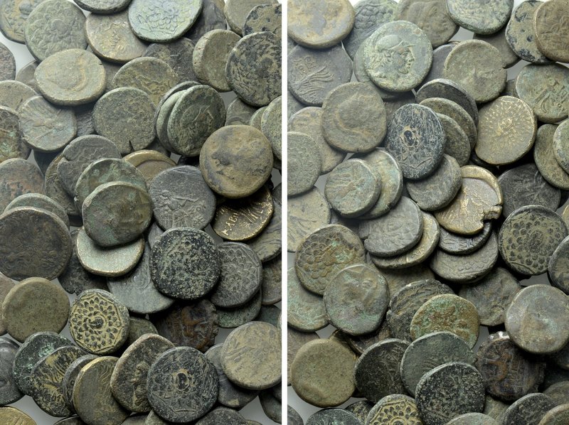 Circa 100 Greek Coins. 

Obv: .
Rev: .

. 

Condition: See picture.

We...