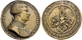 European Medals from 1513 to 1788 
 Germany, Bamberg. 1537. Medal (Bronze, 37.6mm, 18.70 g 12), on Wolfgang Hopf, an original cast by Matthes Gebel. ...