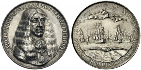 European Medals from 1513 to 1788 
 Netherlands, The Dutch Republic. Plaquettepenning (Silver, 70mm, 78.43 g 12), on Charles II’s departure from Sche...