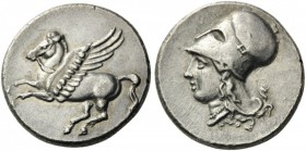 GREEK COINS 
 BRUTTIUM 
 Medma. 330-320 (?) BC. Stater (Silver, 20mm, 8.68 g 6). Pegasos prancing left. Rev. Head of Athena to left, wearing pearl n...