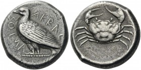 GREEK COINS 
 SICILY 
 Akragas. Circa 465/4-446 BC. Tetradrachm (Silver, 22mm, 16.99 g 3). ΑΚΡΑC - ΑΝΤΟΣ ( partially retrograde ) Eagle standing lef...