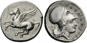 GREEK COINS 
 SICILY 
 Syracuse. Time of Timoleon, 344-339/335 BC. Stater (Silver, 20mm, 8.78 g 6). Pegasos flying left. Rev. ΣYPAKOΣIΩN Head of Ath...
