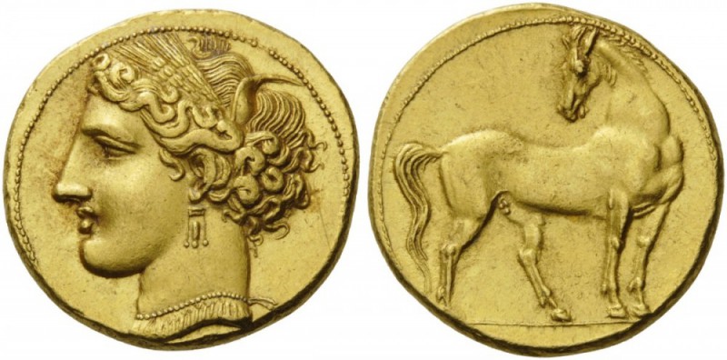 GREEK COINS 
 CARTHAGINIANS IN SICILY 
 Carthage. Circa 270-264 BC. Trihemista...