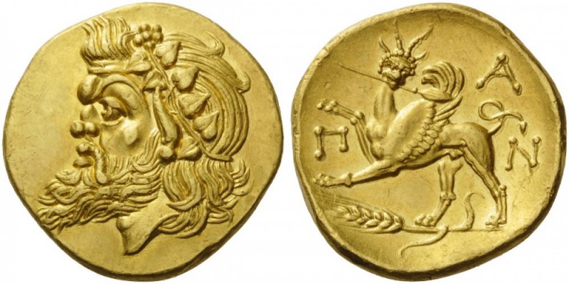 GREEK COINS 
 CIMMERIAN BOSPOROS 
 Pantikapaion. Circa 340-325 BC. Stater (Gol...