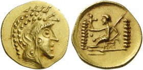 GREEK COINS 
 KOLCHIS 
 The Caucasus Area. 1st century BC/1st-2nd century AD. Stater (Gold, 20mm, 5.41 g 11). Stylized beardless head to right, wear...