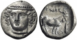 GREEK COINS 
 THRACE 
 Ainos. Circa 402/1-400/399 BC. Tetrobol (Silver, 13mm, 2.53 g 10). Head of Hermes facing, wearing petasos and with his head t...