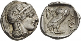 GREEK COINS 
 ATTICA 
 Athens. Circa 430s BC. Tetradrachm (Silver, 24mm, 17.20 g 11). Helmeted head of Athena to right. Rev. ΑΘΕ Owl standing right,...