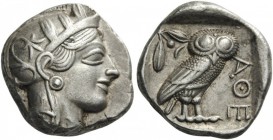 GREEK COINS 
 ATTICA 
 Athens. Circa 430s BC. Tetradrachm (Silver, 23mm, 17.16 g 3). Head of Athena to right, wearing disc earring, pearl necklace a...