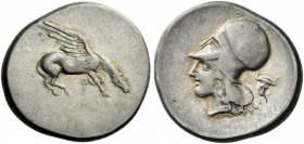 GREEK COINS 
 CORINTHIA 
 Corinth. Circa 400-375 BC. Stater (Silver, 22mm, 8.58 g 12). &#154; Pegasus standing right, his left leg raised and his he...