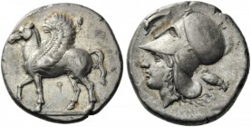 GREEK COINS 
 CORINTHIA 
 Corinth. Circa 400-375 BC. Stater (Silver, 21mm, 8.68 g 6). &#154; Pegasus, with curved wing, walking to left. Rev. Head o...