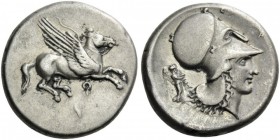 GREEK COINS 
 CORINTHIA 
 Corinth. Circa 400-375 BC. Stater (Silver, 20mm, 8.52 g 2). &#154; Pegasus flying right with pointed wing, and with his re...