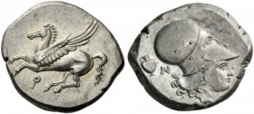 GREEK COINS 
 CORINTHIA 
 Corinth. Circa 400-375 BC. Stater (Silver, 22mm, 8.66 g 12). &#154; Pegasus flying left with pointed wing. Rev. Head of Ap...