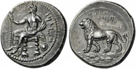 GREEK COINS 
 CILICIA 
 Tarsos. Mazaios, Satrap of Cilicia, 361/0-334 BC. Stater (Silver, 22mm, 10.64 g 5). B’LTRZ ( in Aramaic ) Baaltars seated to...