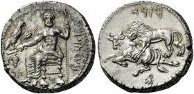 GREEK COINS 
 CILICIA 
 Tarsos. Stater (Silver, 22mm, 11.02 g 9). B’LTRZ Baaltars seated left on backless throne, his body turned to front, holding ...