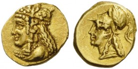 GREEK COINS 
 CYPRUS 
 Salamis. Nikokles, circa 374-361 BC. 1/12 Stater (Gold, 9mm, 0.69 g 9). Bust of Aphrodite to left, wearing richly ornamented ...