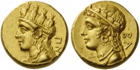 GREEK COINS 
 CYPRUS 
 Salamis. Pnytagoras, circa 351/0-332/1 BC. Stater (Gold, 16mm, 8.31 g 12). ΠΝ Draped bust of Aphrodite to left, wearing mural...