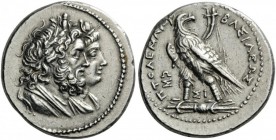 GREEK COINS 
 EGYPT 
 Ptolemy IV Philopator, 225-205 BC. Tetradrachm (Silver, 25mm, 14.22 g 12), Sidon. Jugate busts right of Serapis, laureate, bea...