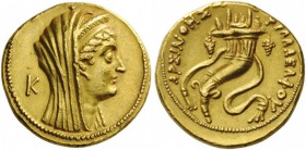 GREEK COINS 
 EGYPT 
 Period of Ptolemy VI and Ptolemy VIII, c. 180-116 BC. Tetradrachm (Gold, 22mm, 13.88 g 1), struck in the name of the deified A...