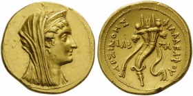 GREEK COINS 
 EGYPT 
 Period of Ptolemy VI and Ptolemy VIII, c. 180-116 BC. Tetra­drachm (Gold, 24mm, 13.83 g 12), struck in the name of the deified...