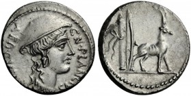 ROMAN COINS 
 Cn. Plancius, Denarius (Silver, 16mm, 3.95 g 7), Rome, 55 BC. CN PLANCIVS AED CVR S C Head of Diana to right, wearing causia and a pend...