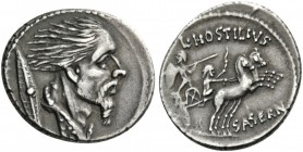 ROMAN COINS 
 L. Hostilius Saserna. Denarius (Silver, 20mm, 3.84 g 1), Rome, 48 BC. Bearded male head to right, his hair straggling out behind him; c...