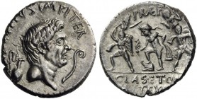 ROMAN COINS 
 Sextus Pompey, Denarius (Silver, 16mm, 3.53 g 10), military mint in Sicily, 42-40 BC. MAG.PIVS.IMP.ITER Bare head of Cn. Pompeius Magnu...
