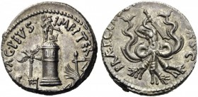 ROMAN COINS 
 -, Denarius (Silver, 18mm, 3.62 g 7), military mint in Sicily, 42-40 BC. MAG.PIVS.IMP.ITER Pharos of Messana, surmounted by a stature o...