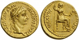 ROMAN COINS 
 Tiberius, 14-37. Aureus (Gold, 18mm, 7.79 g 3), Lugdunum, early 30s. T CAESAR DIVI AVG F AVGVSTVS Laureate head of Tiberius to right, w...