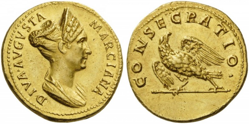 ROMAN COINS 
 Diva Marciana, c. 112-117. Aureus (Gold, 20mm, 7.19 g 7). DIVA AV...