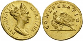 ROMAN COINS 
 Diva Marciana, c. 112-117. Aureus (Gold, 20mm, 7.19 g 7). DIVA AVGVSTA MARCIANA Diademed and draped bust of Marciana to right, wearing ...