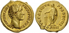ROMAN COINS 
 Antoninus Pius, 138-161. Aureus (Gold, 18mm, 7.30 g 6), Rome, 158-159. ANTONINVS AVG PIVS P P TR P XXII Bare head of Antoninus Pius to ...