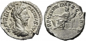 ROMAN COINS 
 Marcus Aurelius, 161-180. Denarius (Silver, 19mm, 3.41 g 5), Rome, 180. M AVREL ANTONINVS AVG Laureate, draped and cuirassed bust of Ma...