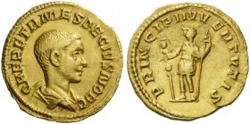 ROMAN COINS 
 Herennius Etruscus, as Caesar, 249-251. Aureus (Gold, 19mm, 3.46 g 6), Rome, c. 250-251. Q HER ETR MES DECIVS NOB C Bare-headed and dra...