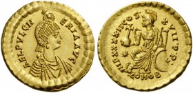 ROMAN COINS 
 Aelia Pulcheria, Augusta, 414-453. Solidus (Gold, 20mm, 4.42 g 6), Constantinople, 441-450. AEL PVLCH - ERIA AVG Draped and diademed bu...