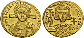 BYZANTINE AND EARLY MEDIEVAL COINS 
 Justinian II, second reign, 705-711. Solidus (Gold, 20mm, 4.43 g 6), Constantinople, 706. d N IhS ChS REX REGNAN...