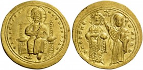BYZANTINE AND EARLY MEDIEVAL COINS 
 Romanus III Argyrus, 1028-1034. Histamenon (Gold, 24mm, 4.45 g 6), Constantinople. +IhS XIS REX REGNANTIhM Chris...