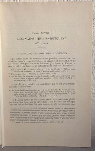 SEYRIG H. Monnaies hellénistiques. Paris, 1963. pp. 64, tavv. 7