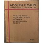 CAHN A. E. Frankfurt am Main, 1930. Verzeichnis verkauflicher No. XXIX. Munzen und medaillen. pp. 407, nn. 11823