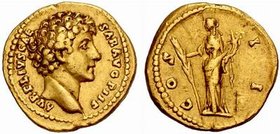 Marcus Aurelius (Caesar under Antoninus Pius, 139-161). Aureus 145/147, Rome 7.37g. Obv. AVRELIVS CAE – SAR AVG P II F Bare head to right. Rev. COS II...