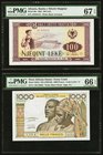 Albania Banka e Shtetit Shqiptar 100 Leke 1964 Pick 39a PMG Superb Gem Unc 67 EPQ; West African States Banque Centrale Des Etats L'Afrique De L'Ouest ...