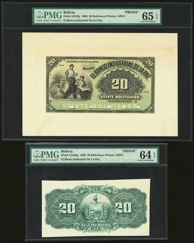 Bolivia Banco Industrial de La Paz 20 Bolivianos 1900 Pick S154fp; S154bp Front ...